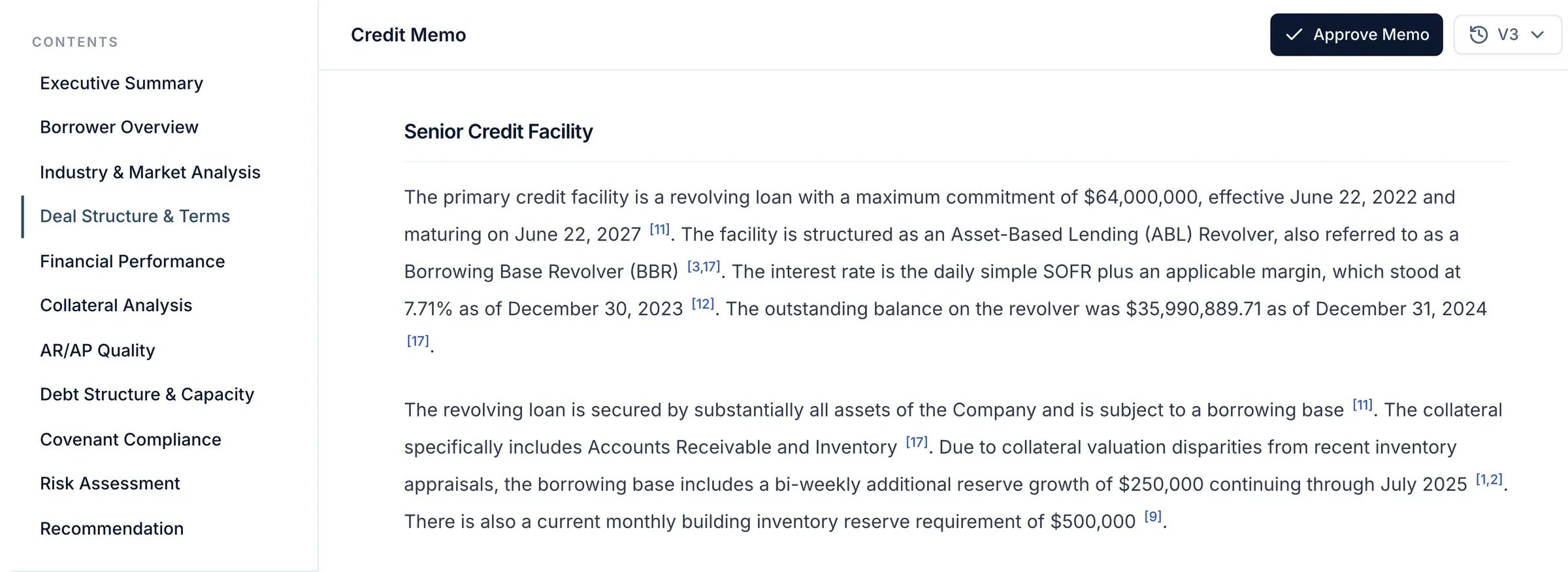 Credit Memo in CreditQuant